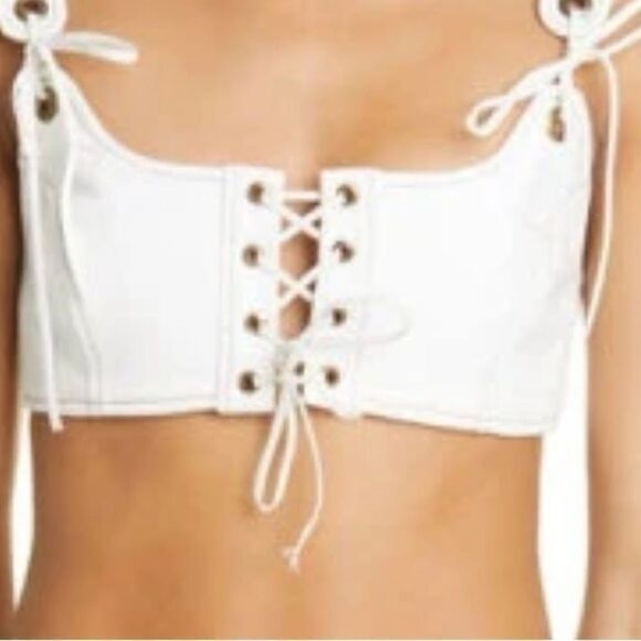 MONSE Lacing Bralette Bra Top Crop white Lace Up NWT $590 - Picture 3 of 11